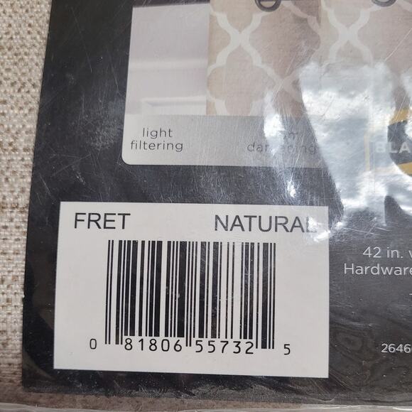 Fret Thermaback Natural Lattice 42" X 84"L Blackout Single Grommet Curtain Panel - Picture 4 of 4